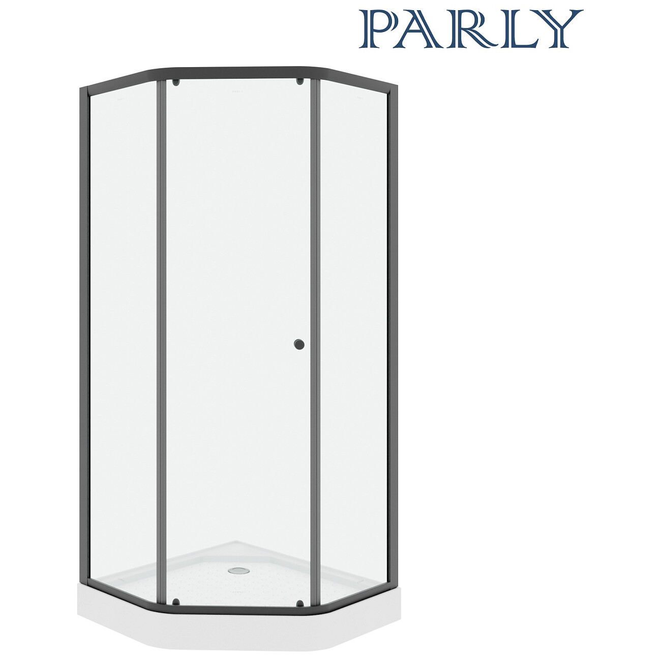 Душевой уголок пятиугольный с низким поддоном 90х90 см черный Parly ZEP91B - изображение 2