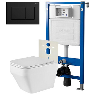 Унитаз подвесной &quot;Аврора&quot; PN41101 с инсталляцией &quot;Элемент&quot; PN45120 и кнопкой &quot;Ника&quot; PN44081BM