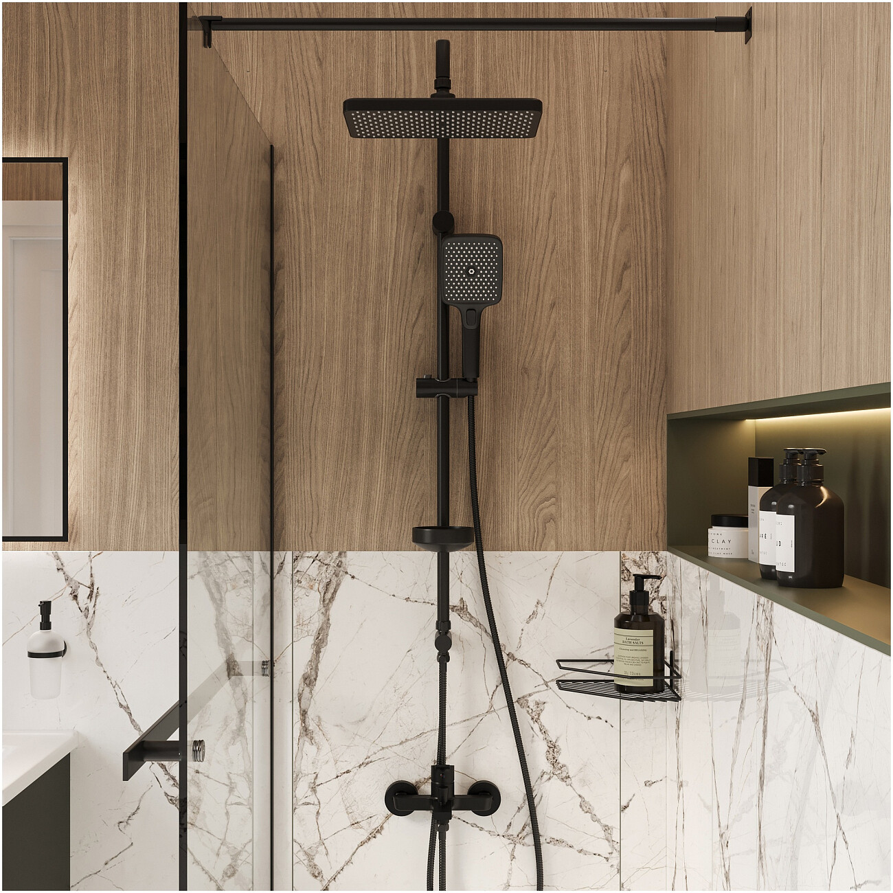 Душевая стойка с верхним душем черная Stworki "Вестерос" S26180BK - изображение 6