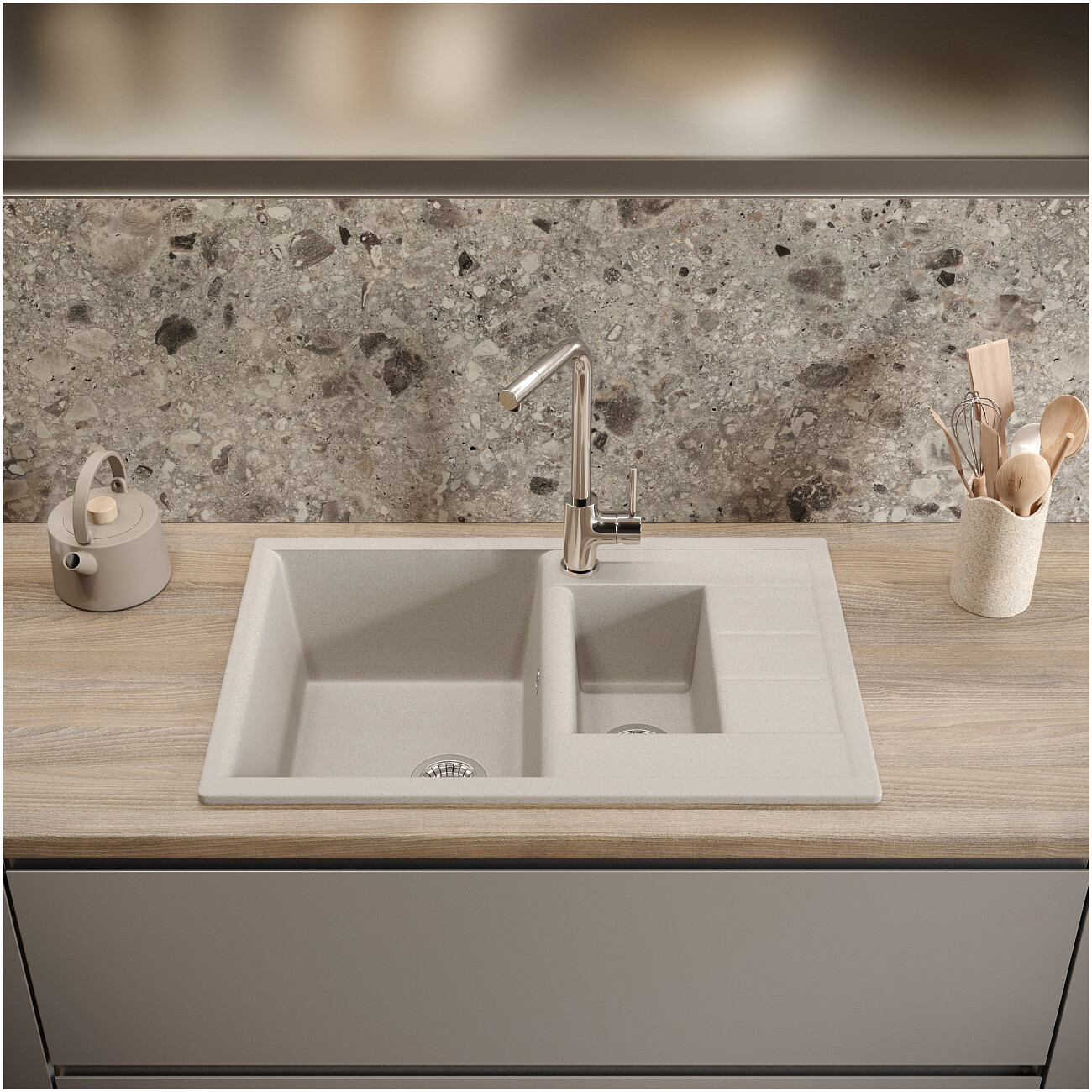 Мойка кухонная бежевая Domaci "Болонья" М-210-003 - изображение 7