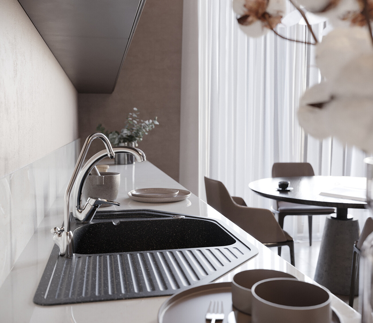 Мойка кухонная черная Domaci "Бьелла" DMC-10-308 - изображение 8