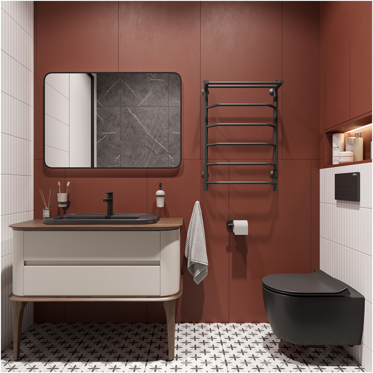 Полотенцесушитель электрический 80х50 см с полкой графит Ewrika "Сафо" FT - изображение 5