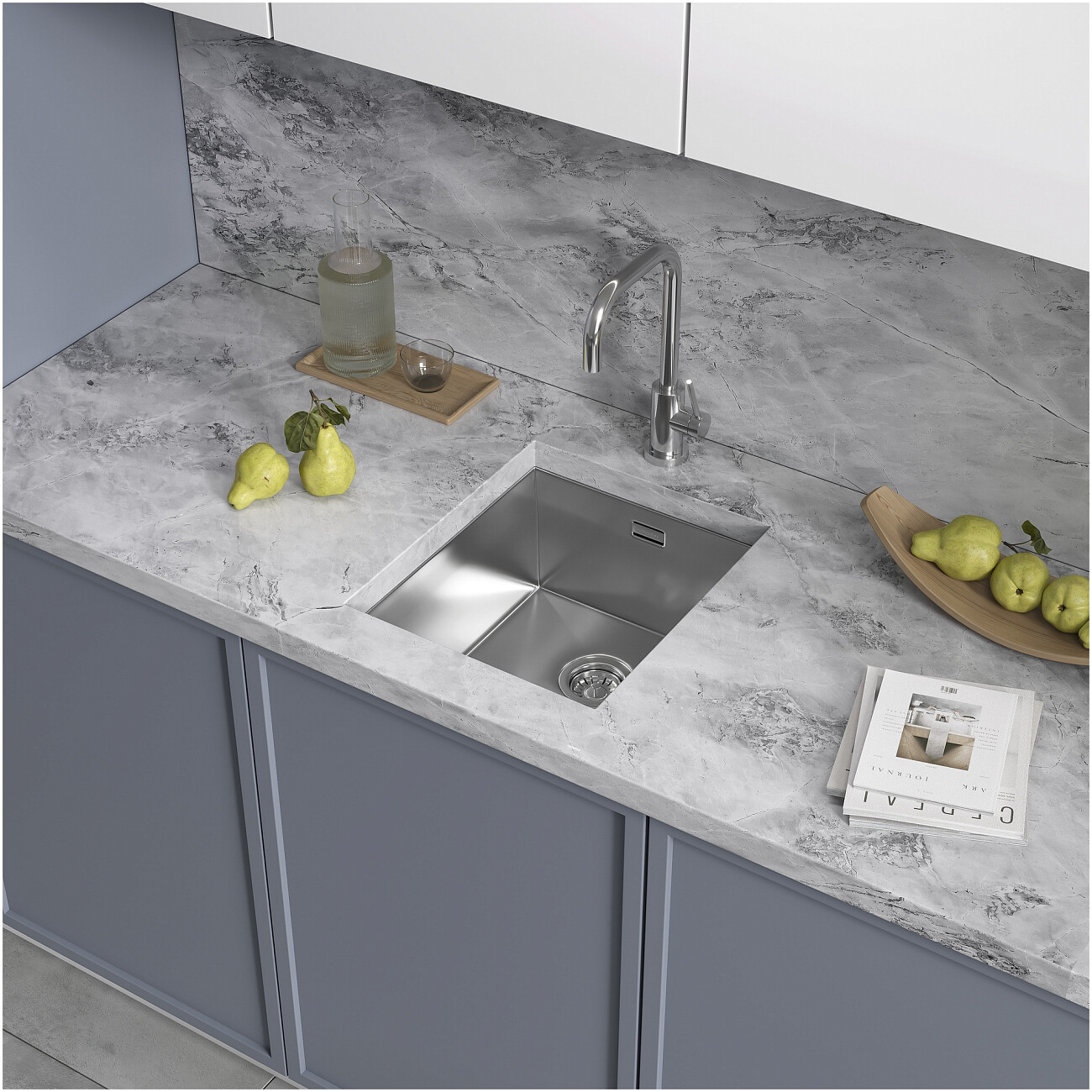 Кухонная мойка из нержавеющей стали 44х38 см полированная сталь Reflexion Como RX2038SS - изображение 8