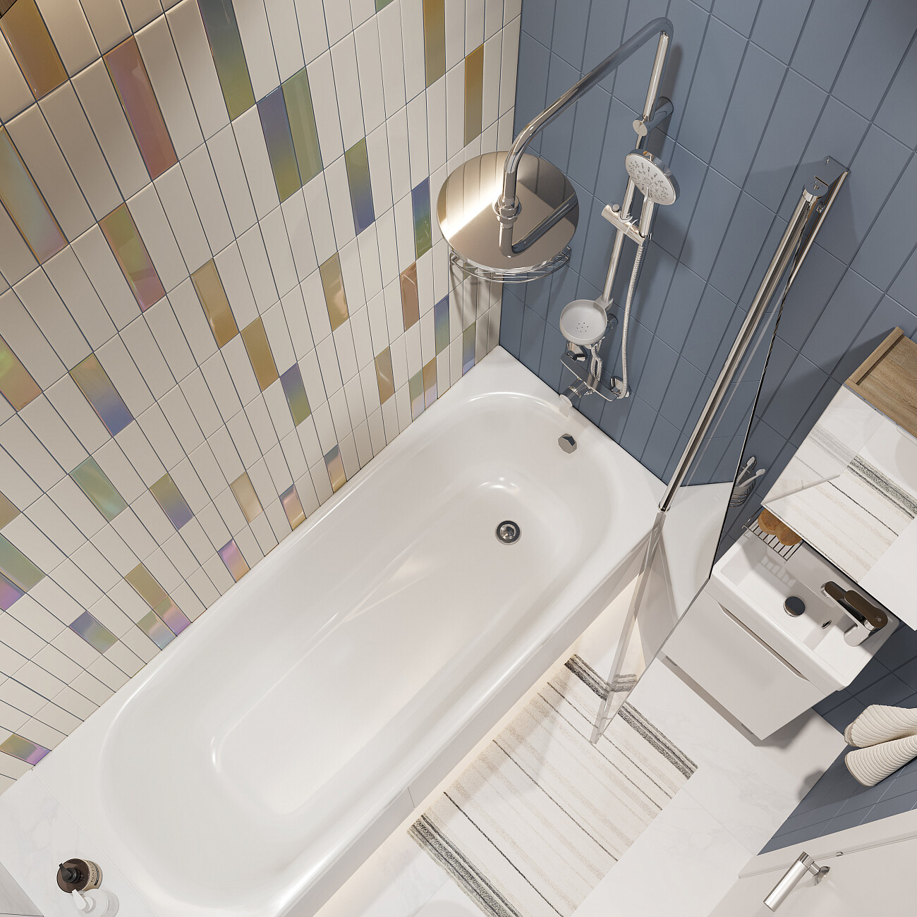 Душевая стойка с верхним душем и мыльницей хром Stworki "Ноттвиль" NO-08cr - изображение 6