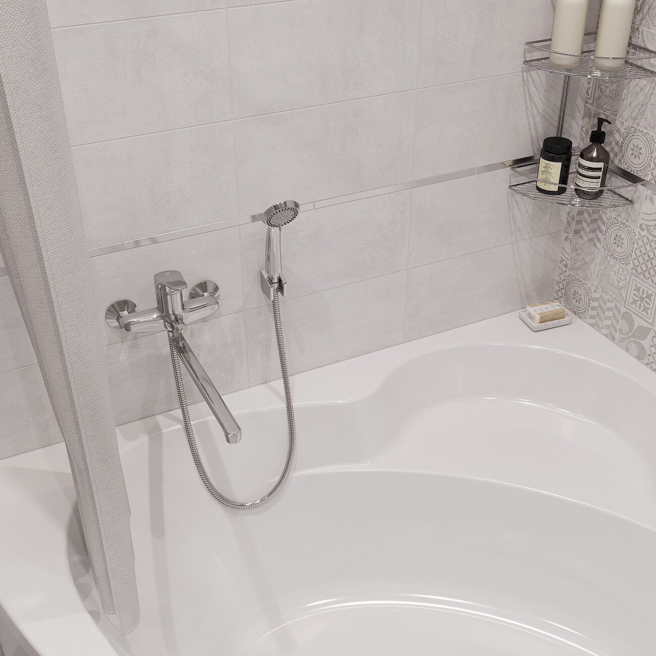 Смеситель универсальный однорычажный с душевым гарнитуром хром Diwo "Архангельск" AR-02cr - изображение 4