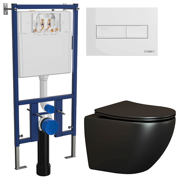 Унитаз подвесной Ceramicanova Metropol CN4002MB с инсталляцией Diwo 4501, с кнопкой белой 7320 - изображение 1