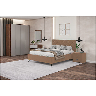Кровать с подъемным механизмом полутораспальная 140х200 см бежевая &quot;Марсель&quot;