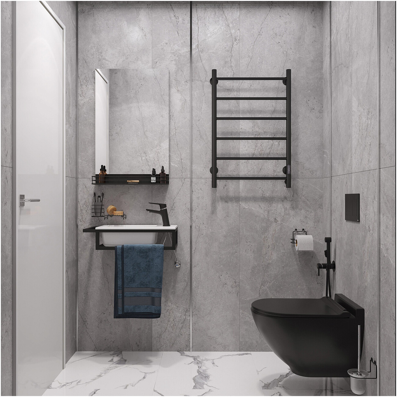 Полотенцесушитель электрический 80х50 см черный Ewrika "Сафо" PN - изображение 3