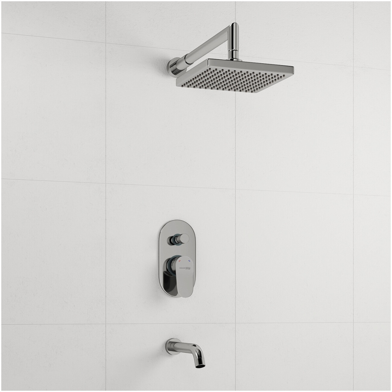 Душевой комплект встраиваемый с изливом и верхним душем хром Wasserkraft A13028 - изображение 2