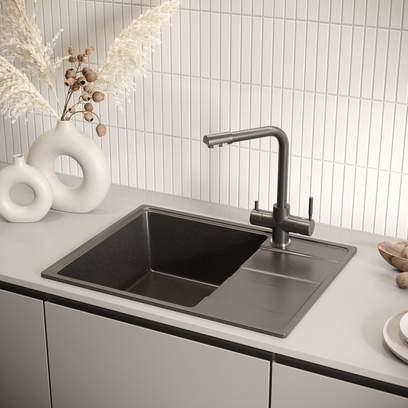 Мойка кухонная уголь Domaci "Солерно" DP 650-07 - изображение 5