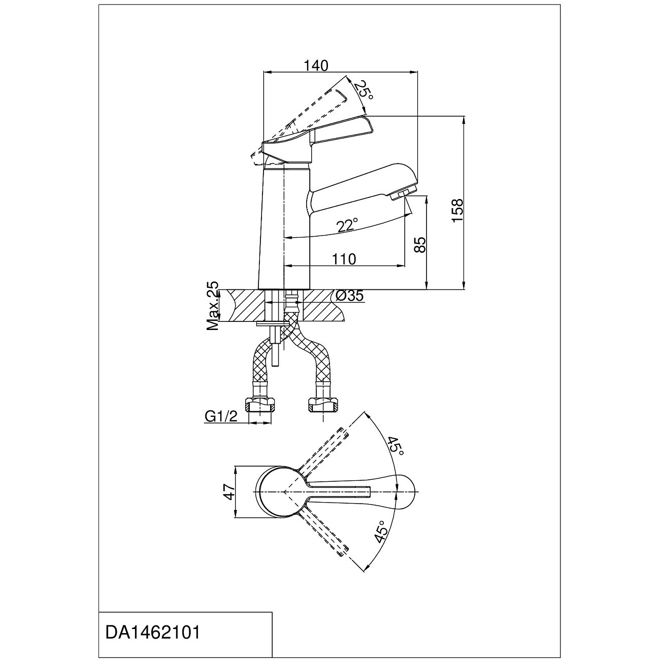 Смеситель для раковины однорычажный хром D&K Rhein Schiller DA1462101 - изображение 2