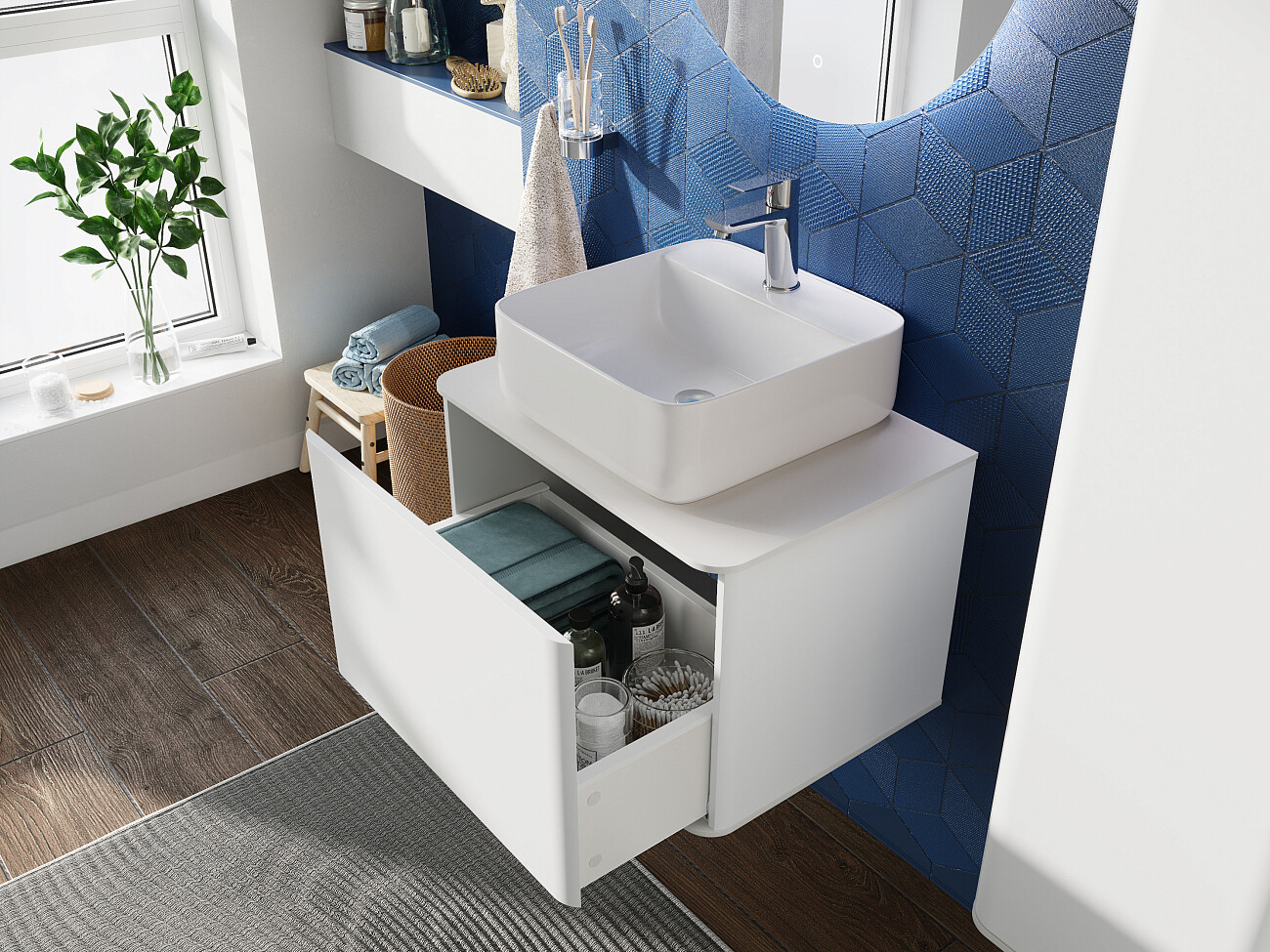 Раковина мебельная фарфоровая квадратная 39 см белая Stworki City 2 - изображение 8