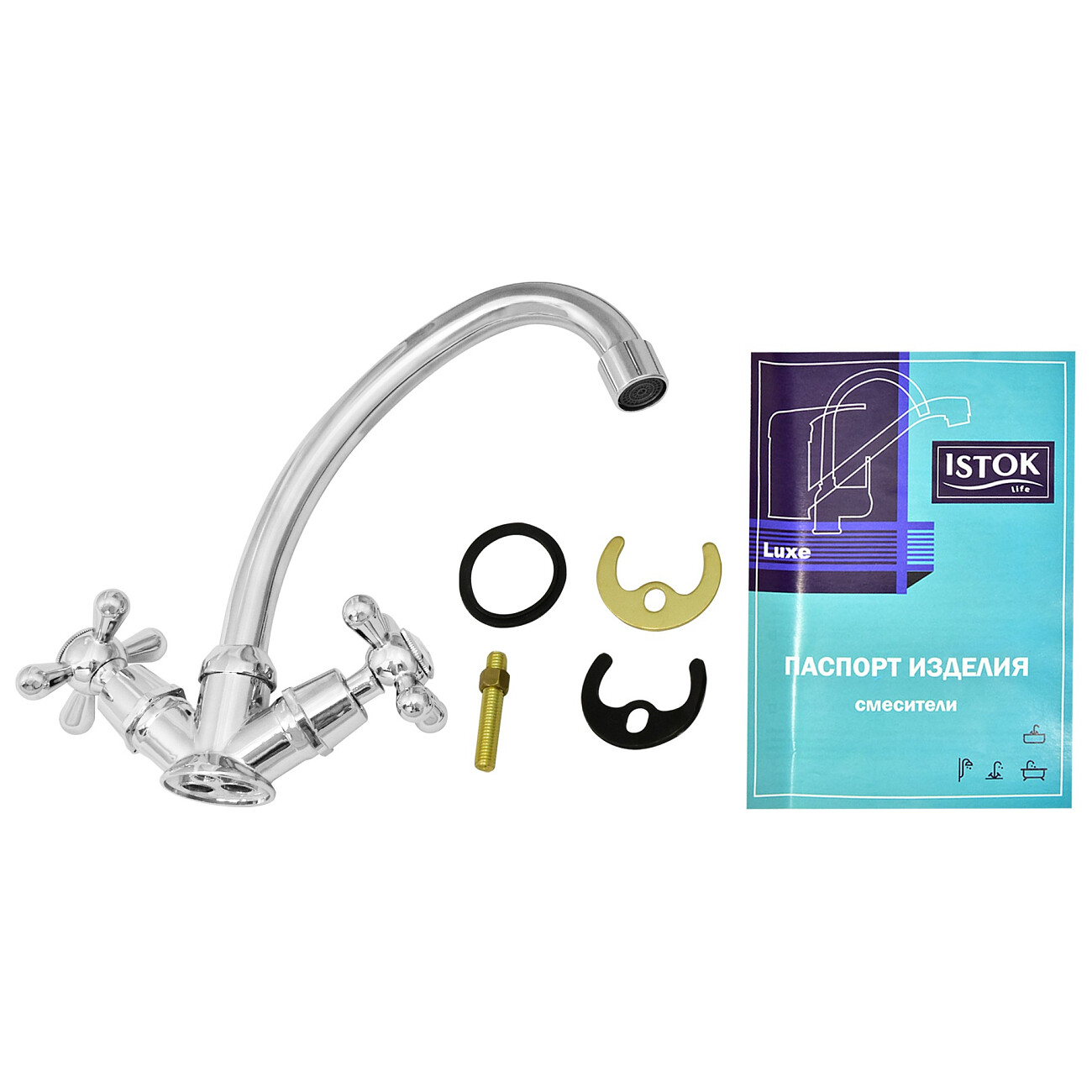 Смеситель для раковины двухвентильный хром Istok life Luxe 0402.436 - изображение 13