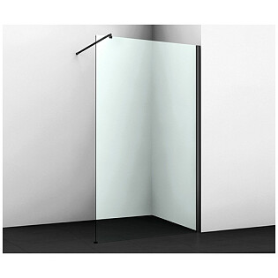 Душевая перегородка 200х90 см прозрачная, черная Wasserkraft Abens 20W39