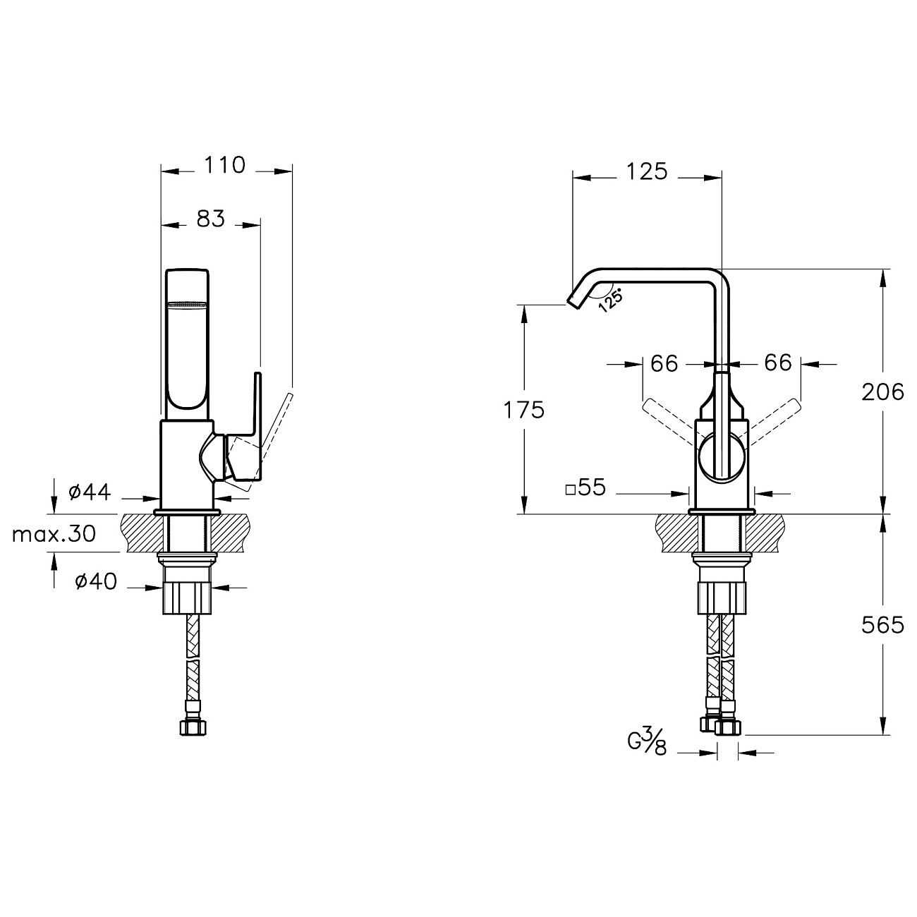 Смеситель для раковины однорычажный хром Vitra Suit A42616 - изображение 5