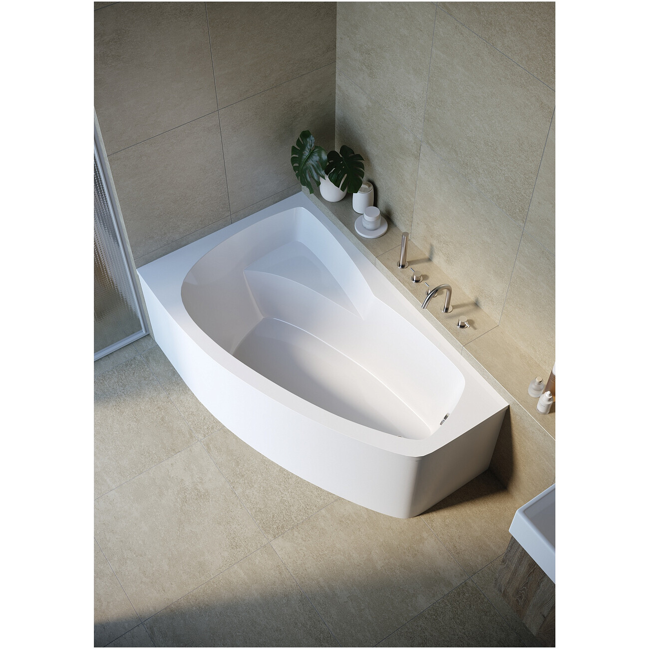 Ванна акриловая угловая правая 95х160 см белая Creto Madison 22-1114 - изображение 2