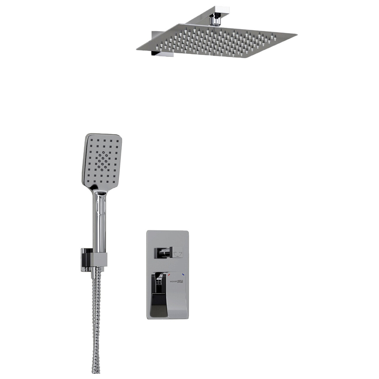 Душевой комплект встраиваемый с верхним душем и лейкой хром Wasserkraft A16190 - изображение 3