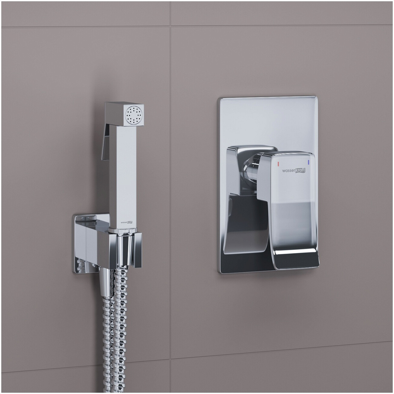 Гигиенический душ с встраиваемым смесителем хром Wasserkraft A106157 - изображение 2