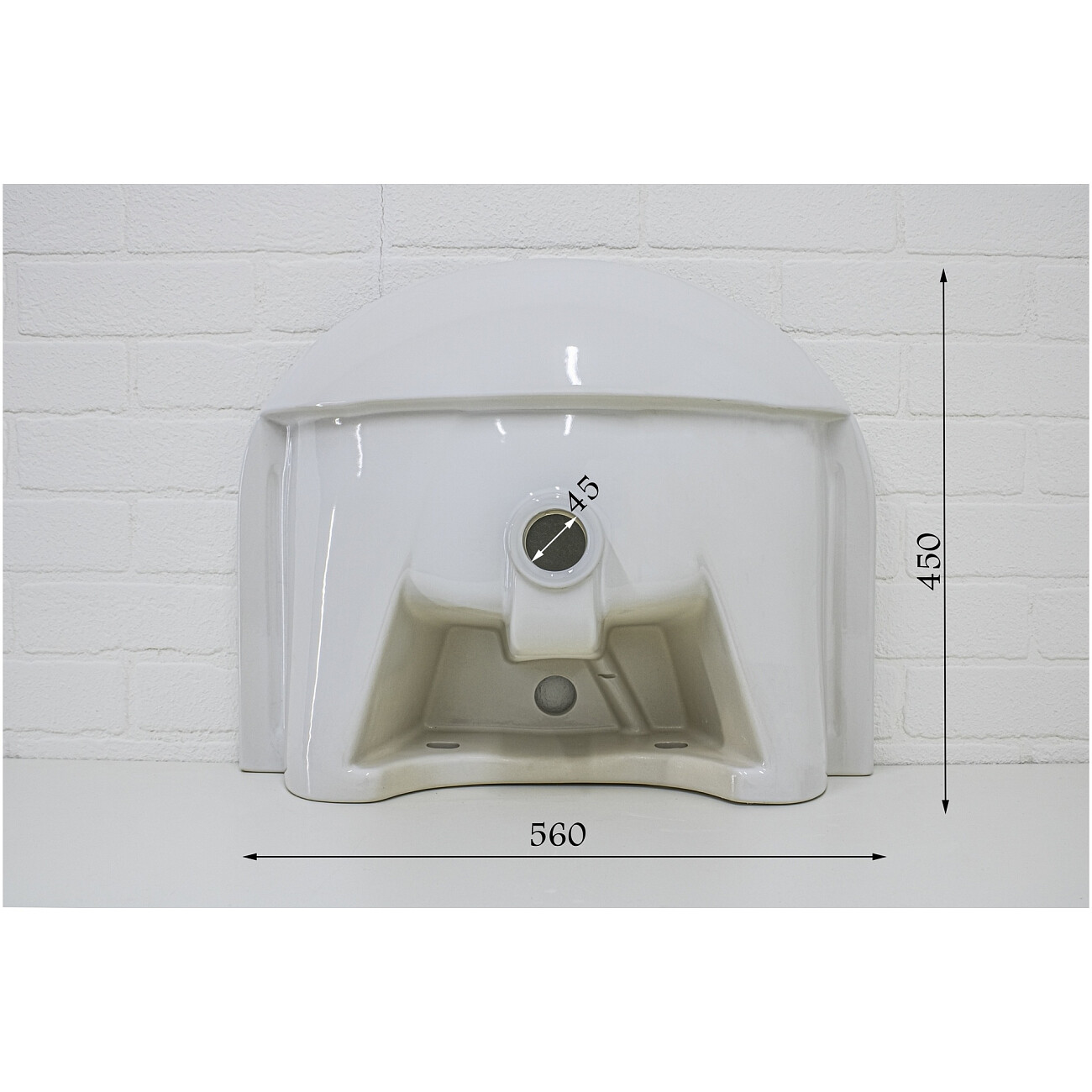 Раковина накладная фарфоровая полукруглая 45х56 см белая Универсал "Исеть-55" д8943 - изображение 6