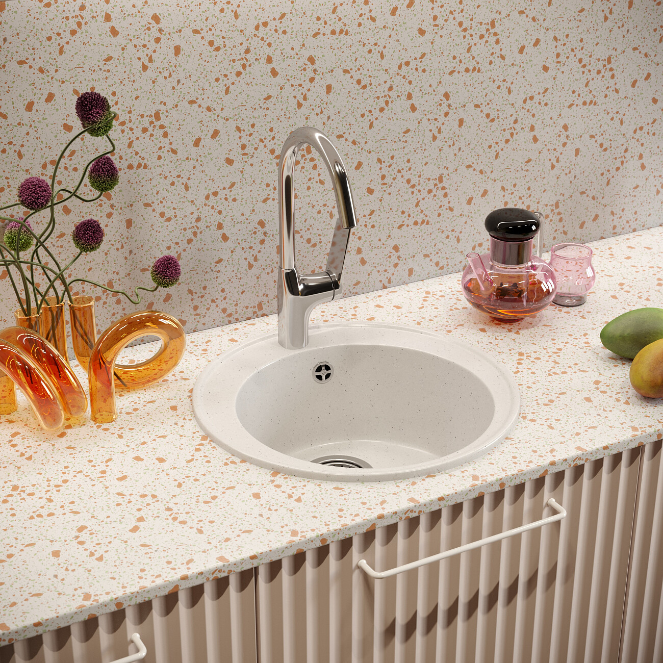 Мойка кухонная белая Domaci "Палермо" PR-475-001 - изображение 9