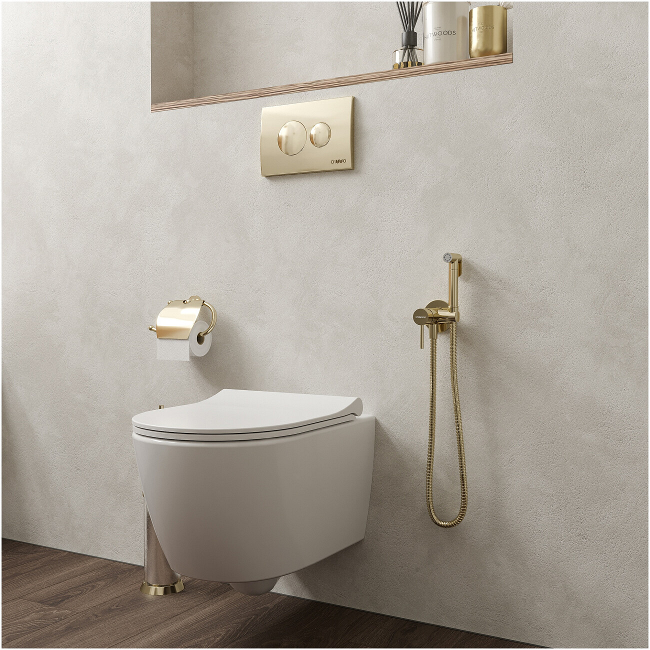 Гигиенический душ со смесителем глянцевое золото Stworki "Эстерсунд" S31150GG - изображение 4