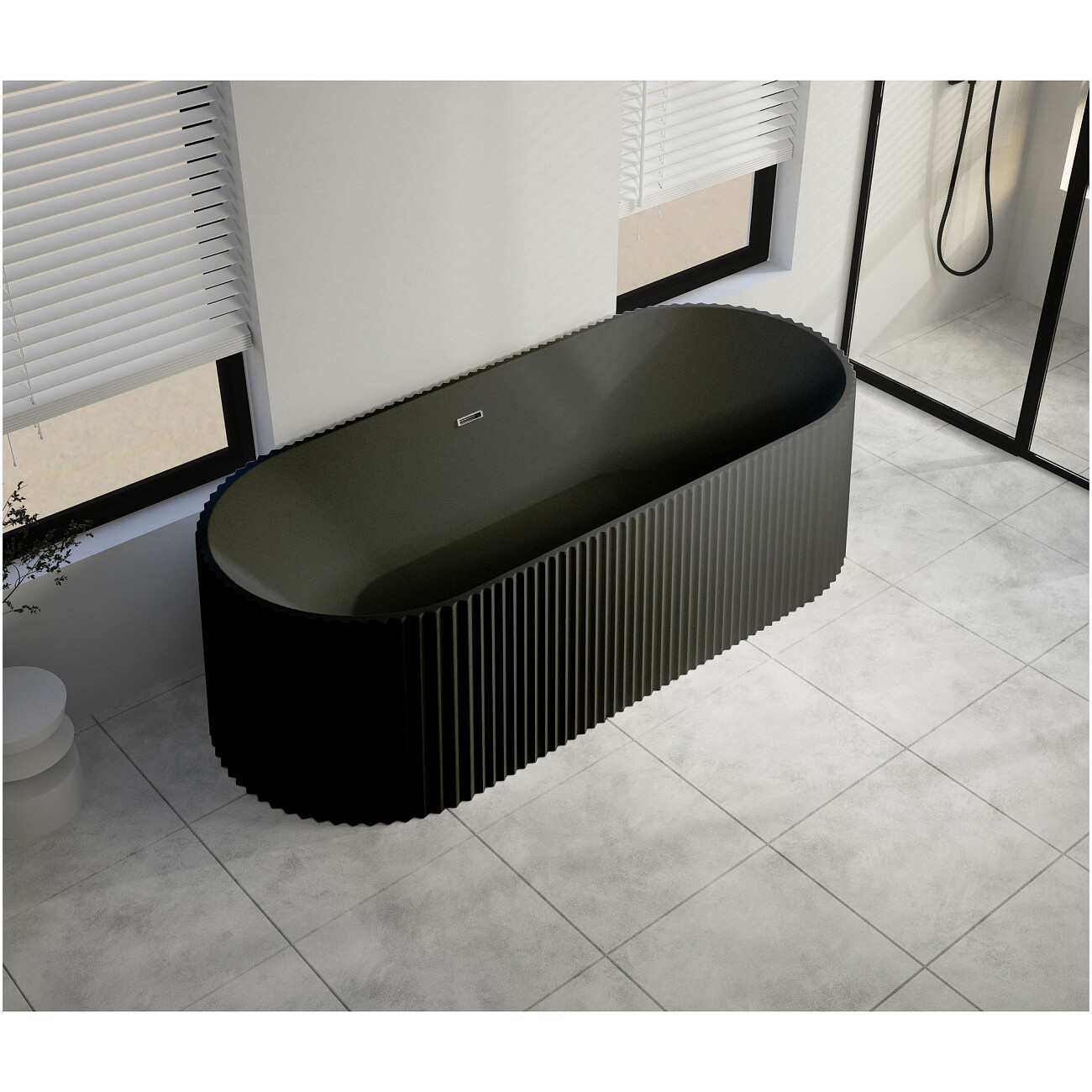 Ванна акриловая отдельностоящая со сливом-переливом черная матовая Cerutti SPA Ceza's MB CT9907 - изображение 4