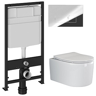 Унитаз Ceramicanova Moments CN3003 с инсталляцией Ewrika ProLT 0026-2020, с кнопкой хром 0041