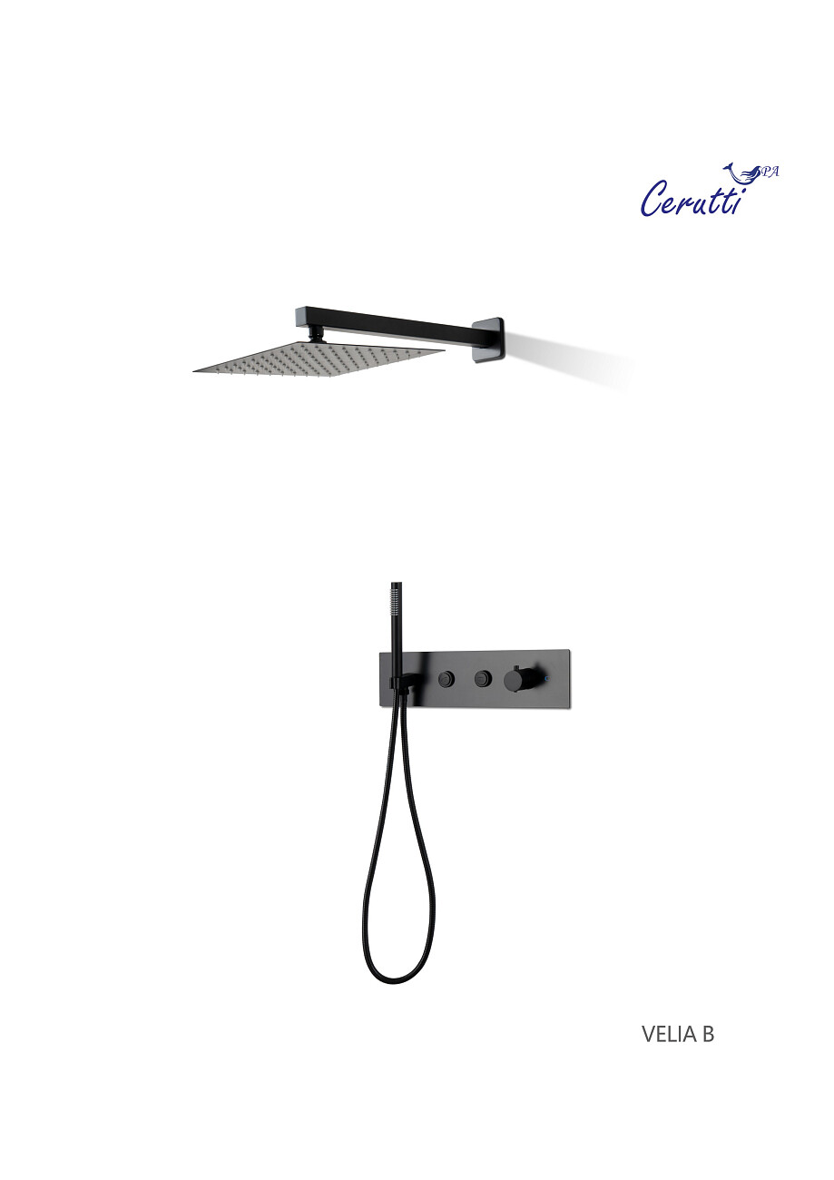Душевой комплект встраиваемый однорычажный черный Cerutti SPA Velia B CT10399 - изображение 2