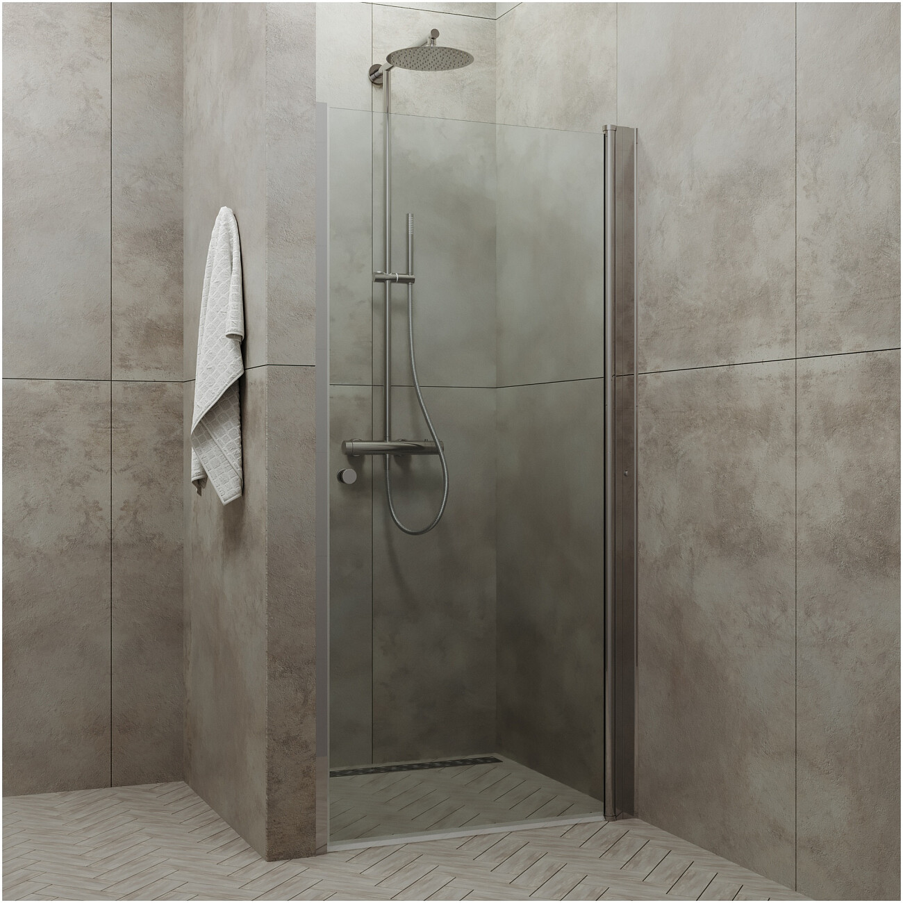 Душевая дверь в нишу 80х185 см стеклянная прозрачная, хром Diwo "Анапа" Щ0000055502 - изображение 7