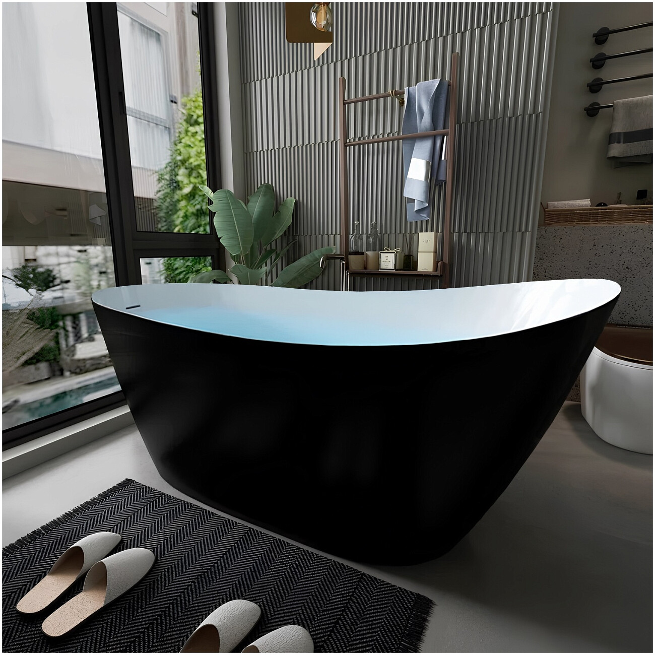 Ванна акриловая отдельностоящая черная матовая Ceruttispa Gloria 170 GMB CT10881 - изображение 3