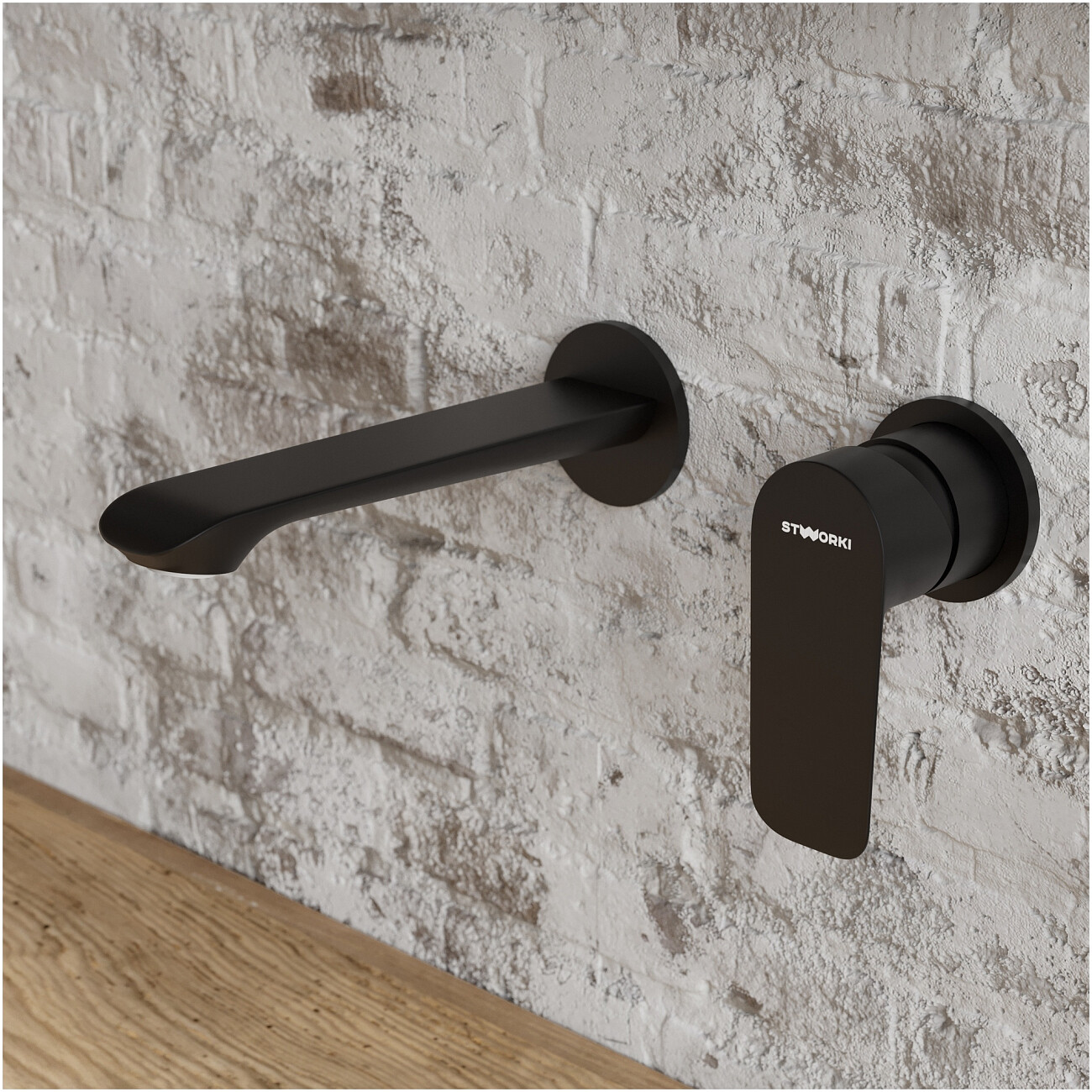 Смеситель для раковины встраиваемый черный Stworki "Копенгаген" S42040BK - изображение 5