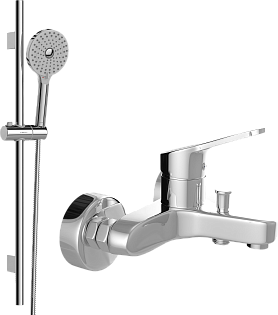Душевой комплект &quot;Хельсинки&quot; S178014-2B02-3 со смесителем для ванны хром Mega Delta MG-SRN100