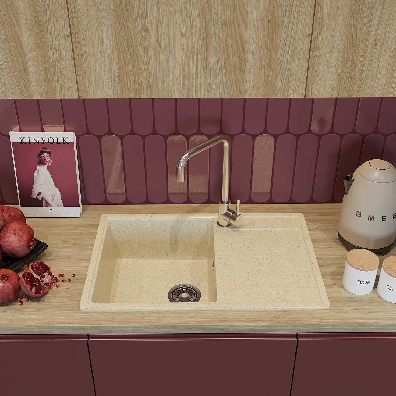 Мойка кухонная бежевая Domaci "Палермо" PR-735-002 - изображение 9