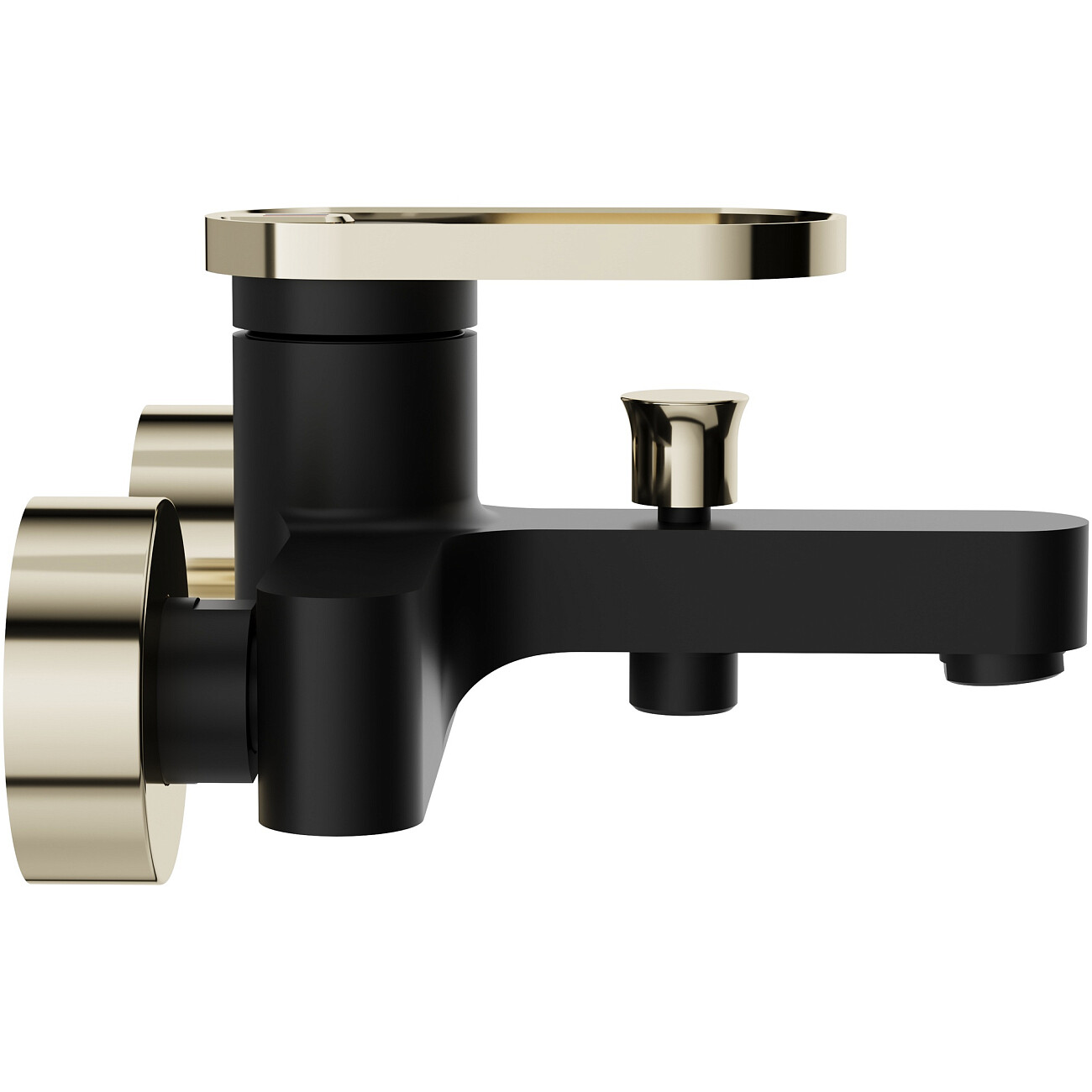 Смеситель для ванны с душем настенный черный, золотой Stworki "Малунг" S11100BG - изображение 7