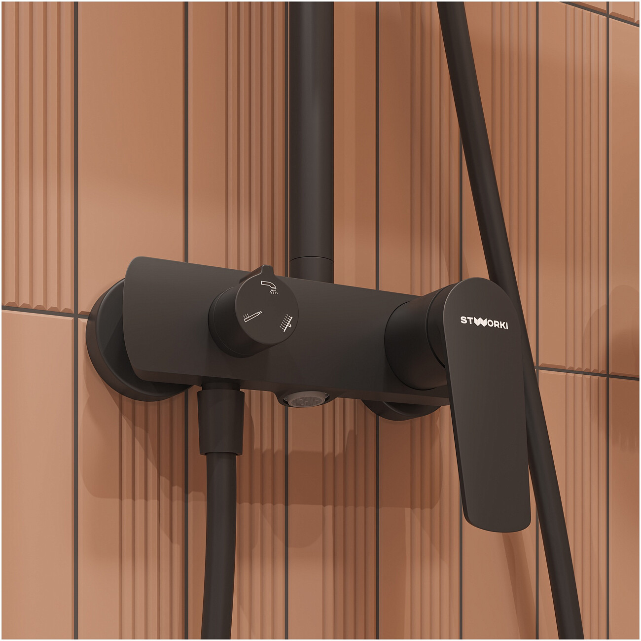 Душевая стойка с верхним душем черная Stworki "Вирклунд" S05170BK - изображение 10