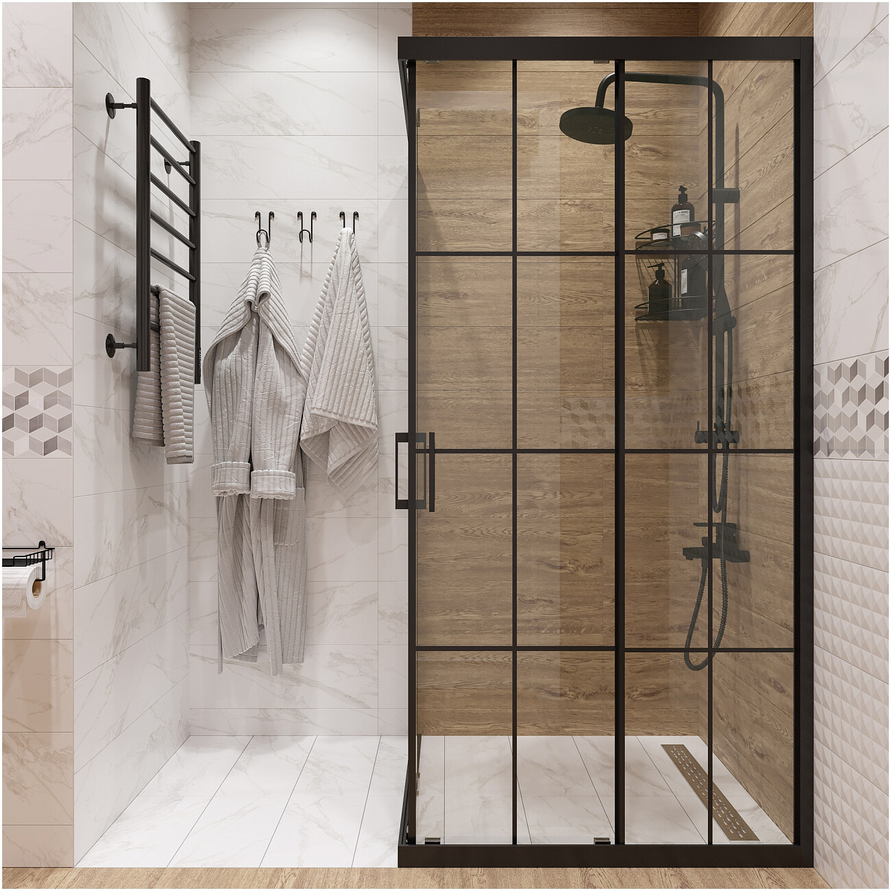 Душевой уголок прямоугольный 80х90 см черный Diwo "Киров" - изображение 4