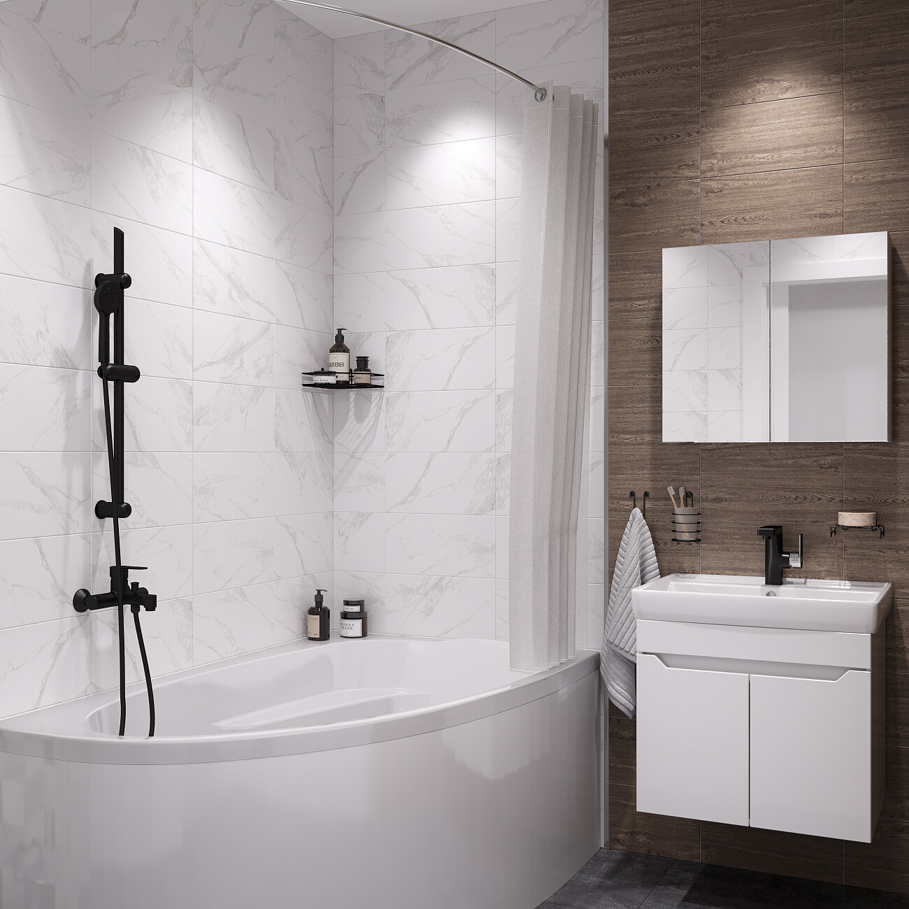 Душевая стойка с держателем черная Diwo "Смоленск" SM-05b - изображение 6