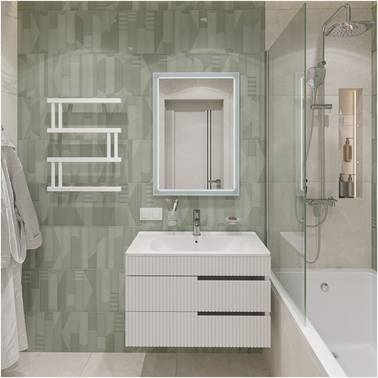 Полотенцесушитель электрический 60х53 см белый Ewrika "Пенелопа" M 4657801249365 - изображение 6