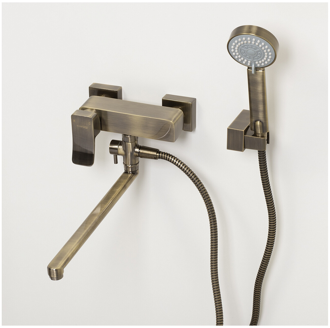 Душевой комплект с лейкой и длинным изливом светлая бронза Wasserkraft Exter 1602L - изображение 2