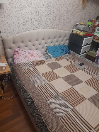 Кровать двуспальная с подъемным механизмом и ящиком для белья 160х200 кремовая Грация