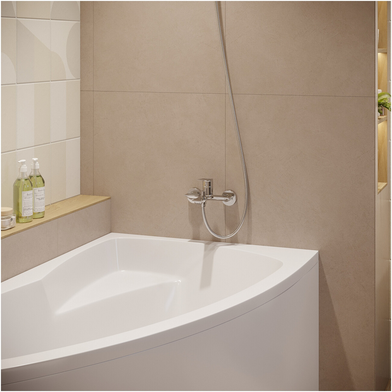 Смеситель для ванны с душем настенный хром Stworki "Рандерс" S19100CR - изображение 6