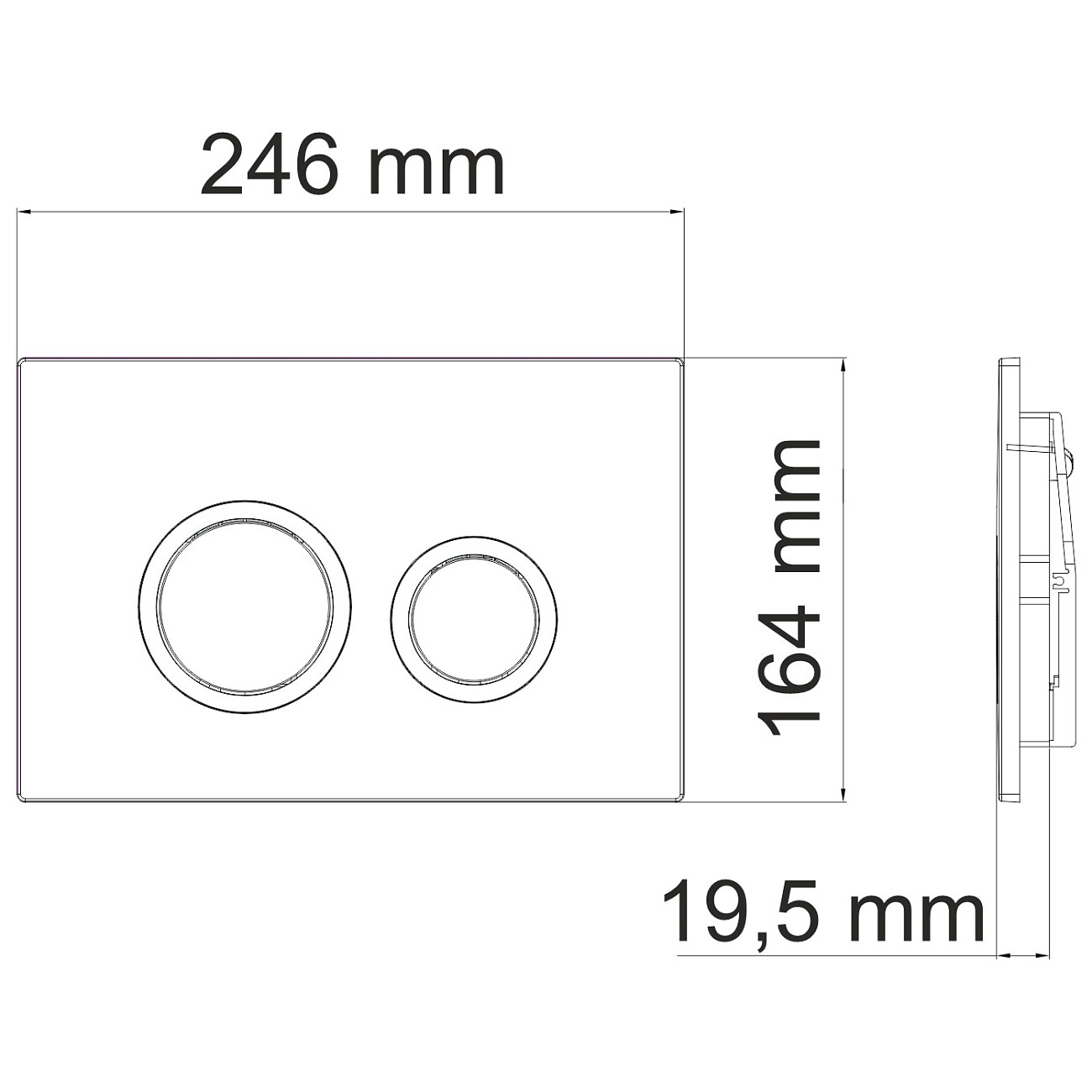 Кнопка смыва для инсталляции черная матовая Wasserkraft MB01 - изображение 4
