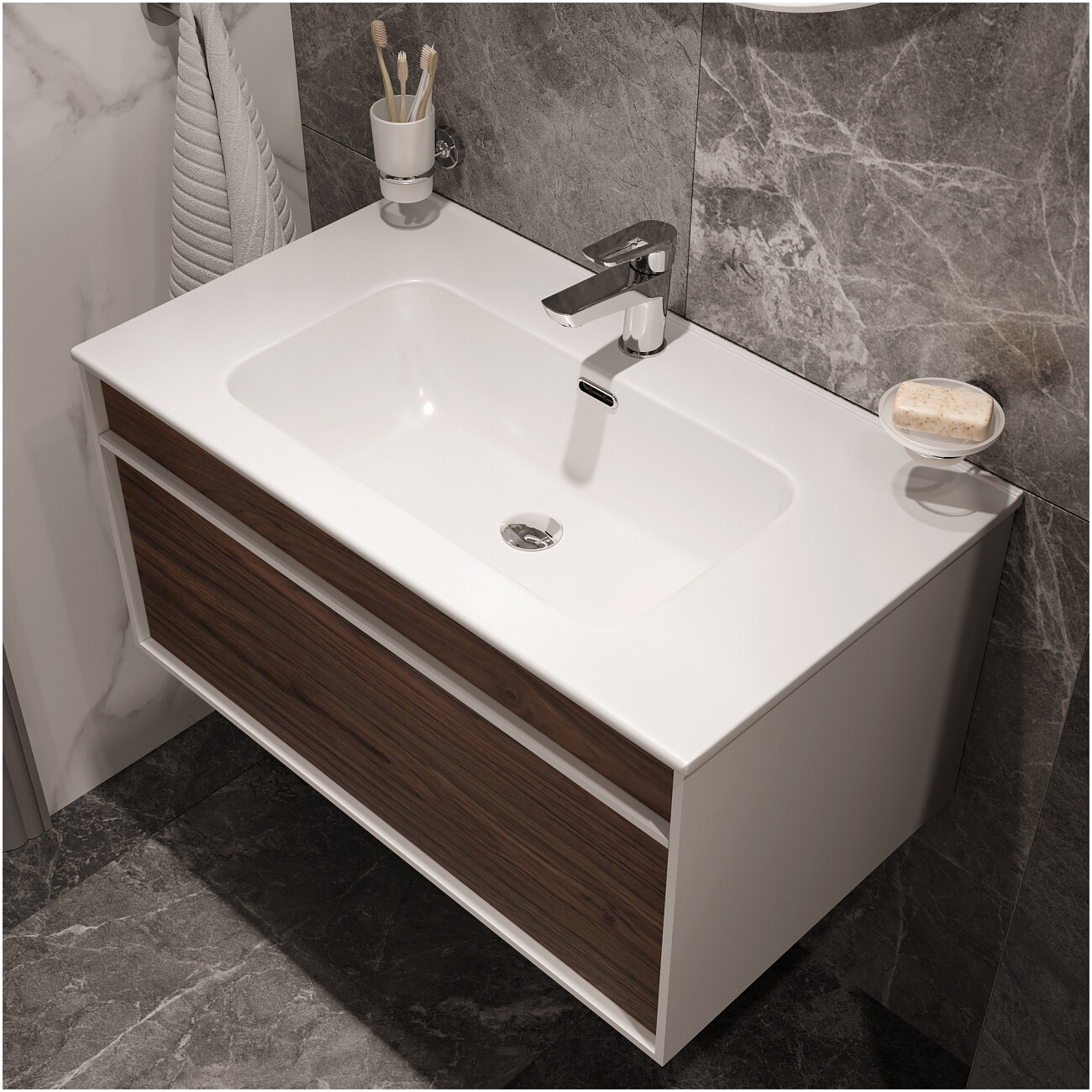 Раковина мебельная фаянсовая 80 см белая Stworki "Вестервик" - изображение 3