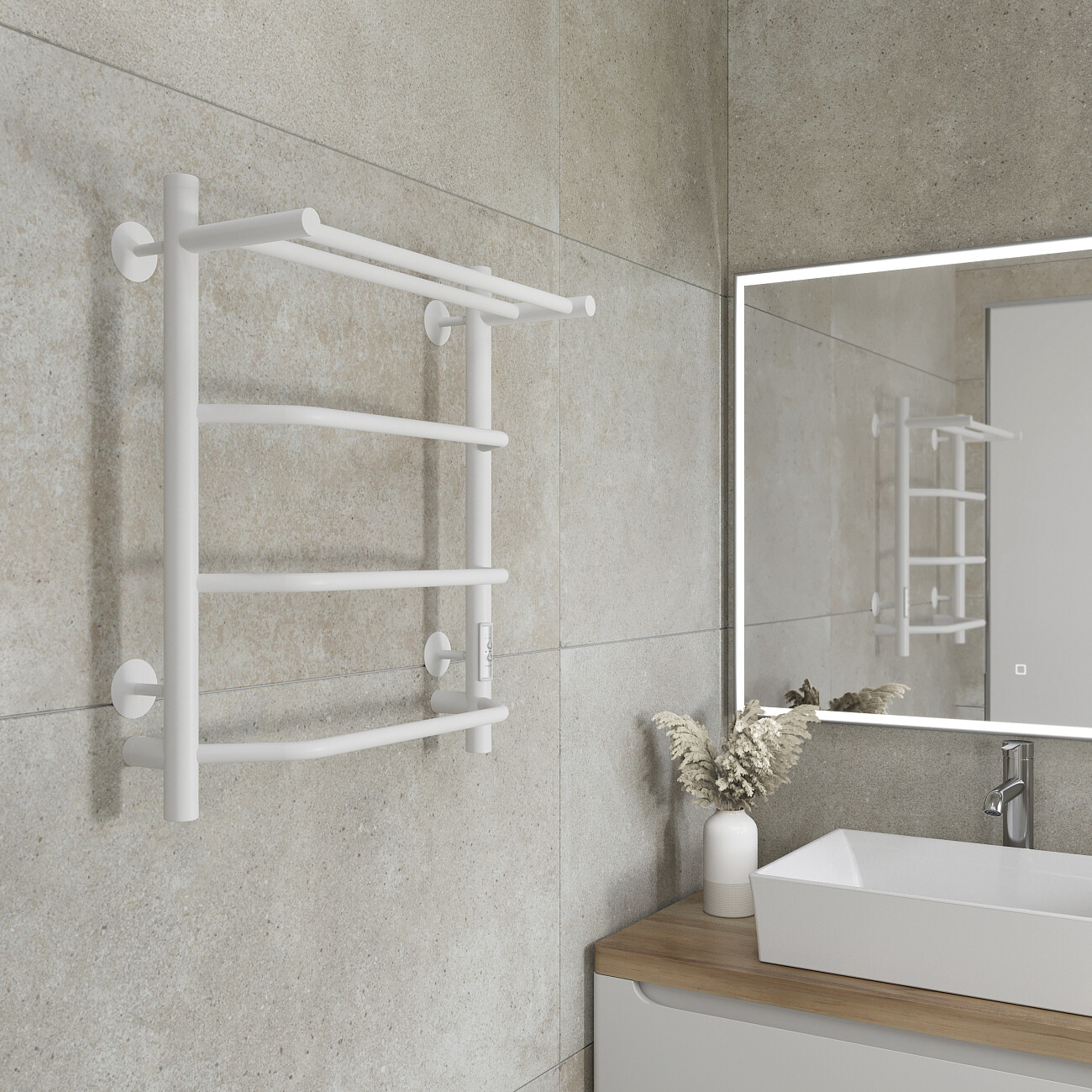 Полотенцесушитель электрический 60х50 см белый Ewrika "Сафо БРР" - изображение 4