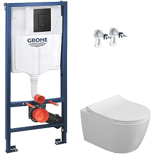Унитаз подвесной белый Stworki &quot;Ларвик&quot; 5512 530224 с инсталляцией Grohe Rapid SL 38811KFO