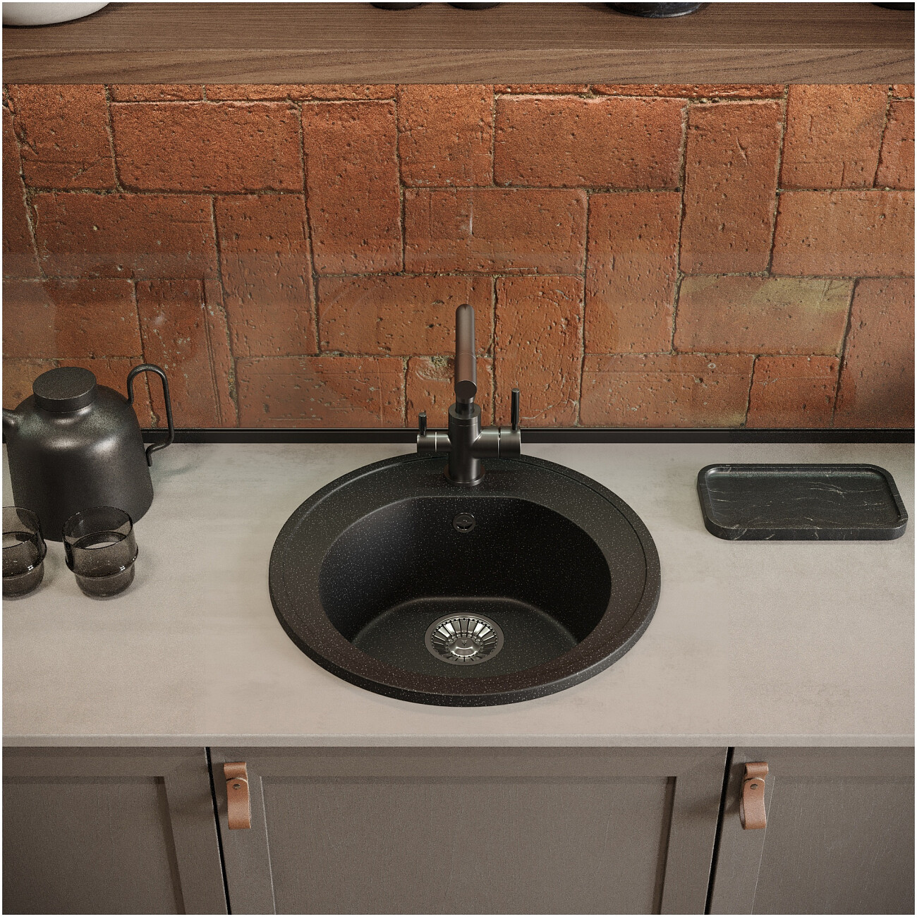 Мойка кухонная черная Domaci "Болонья" М-03-002 - изображение 7