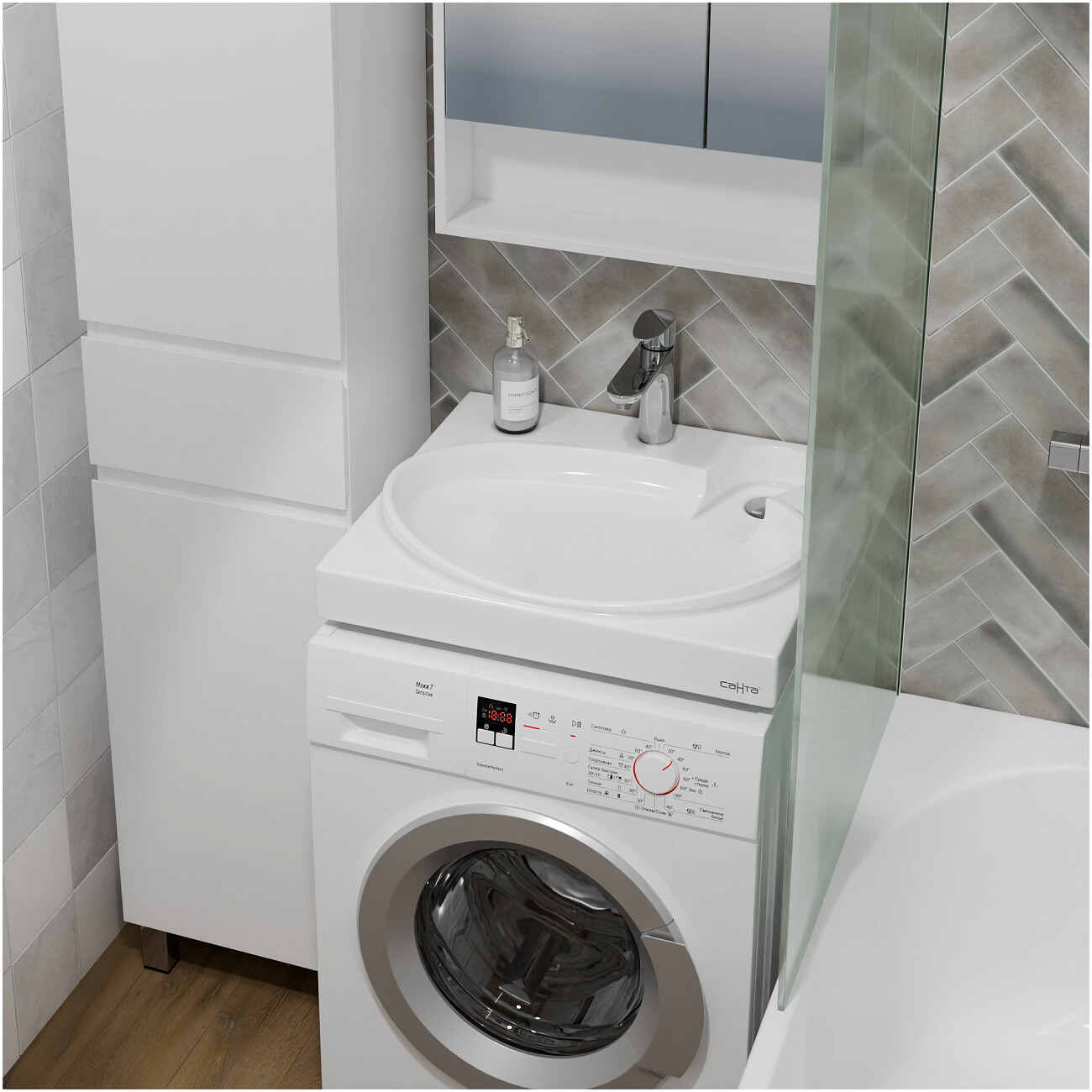 Раковина над стиральной машиной 55х60 см белая "Сатурн" 900126 - изображение 4