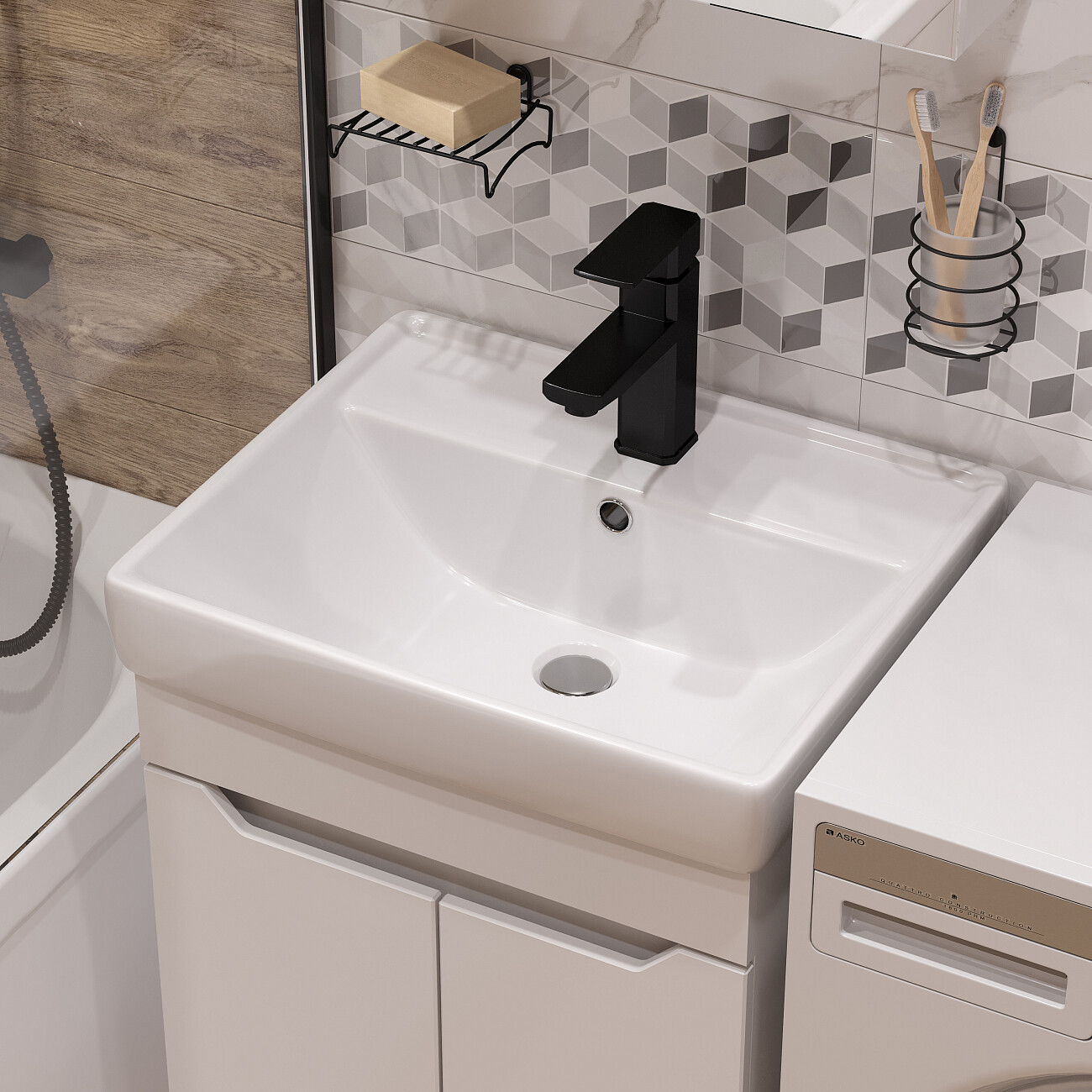 Смеситель для раковины однорычажный черный Diwo "Суздаль" SU-01b - изображение 3