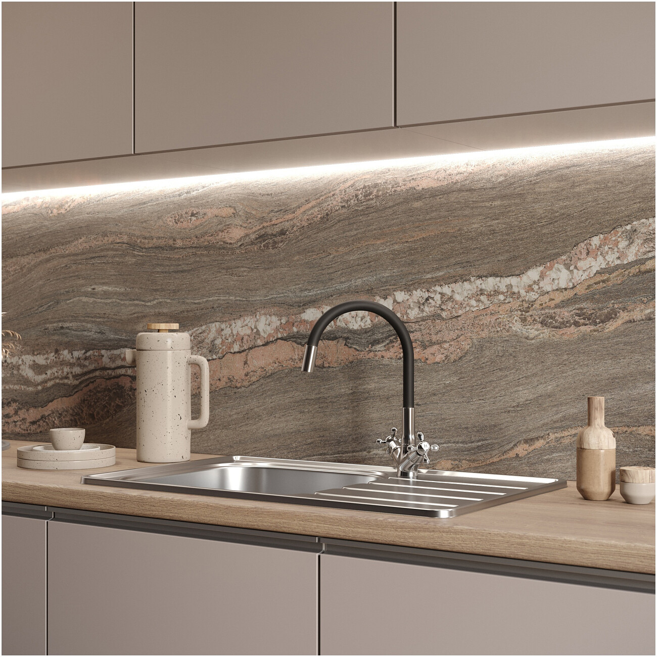 Смеситель для кухни с гибким изливом черный, хром Domaci "Равенна" D03-007cr - изображение 9