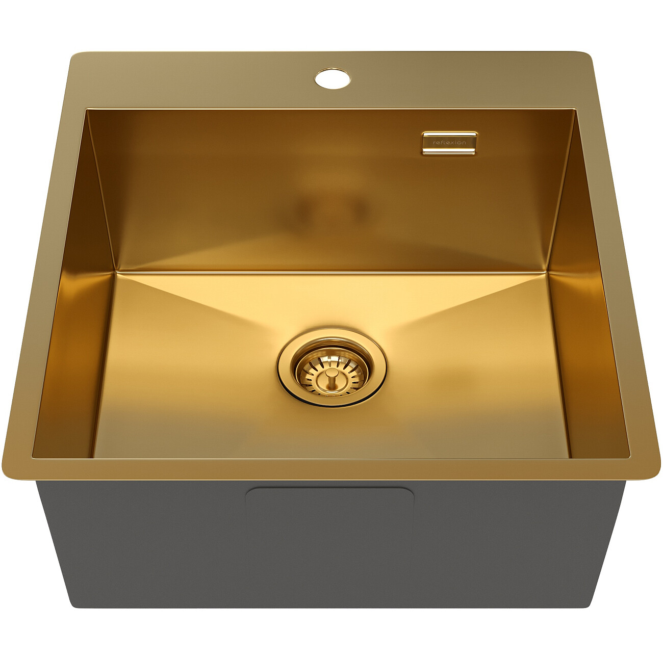 Кухонная мойка из нержавеющей стали 50х46 см брашированное золото Reflexion Iseo RX2246GD - изображение 3